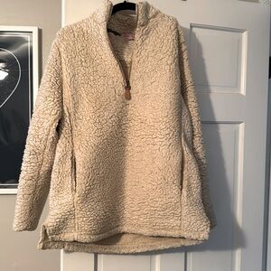 Pink Lily half zip Sherpa